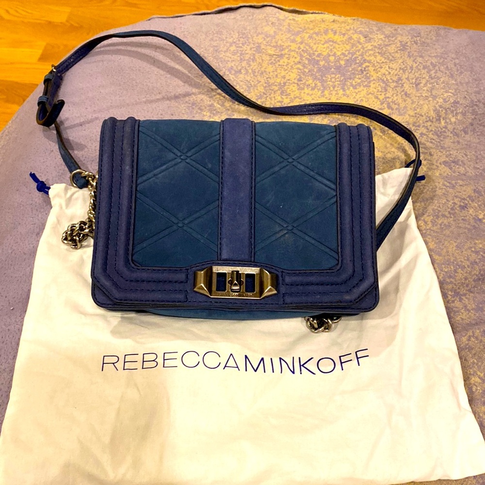Rebecca Minkoff Women's Chevron Quilted Small Love Cross Body Bag suede